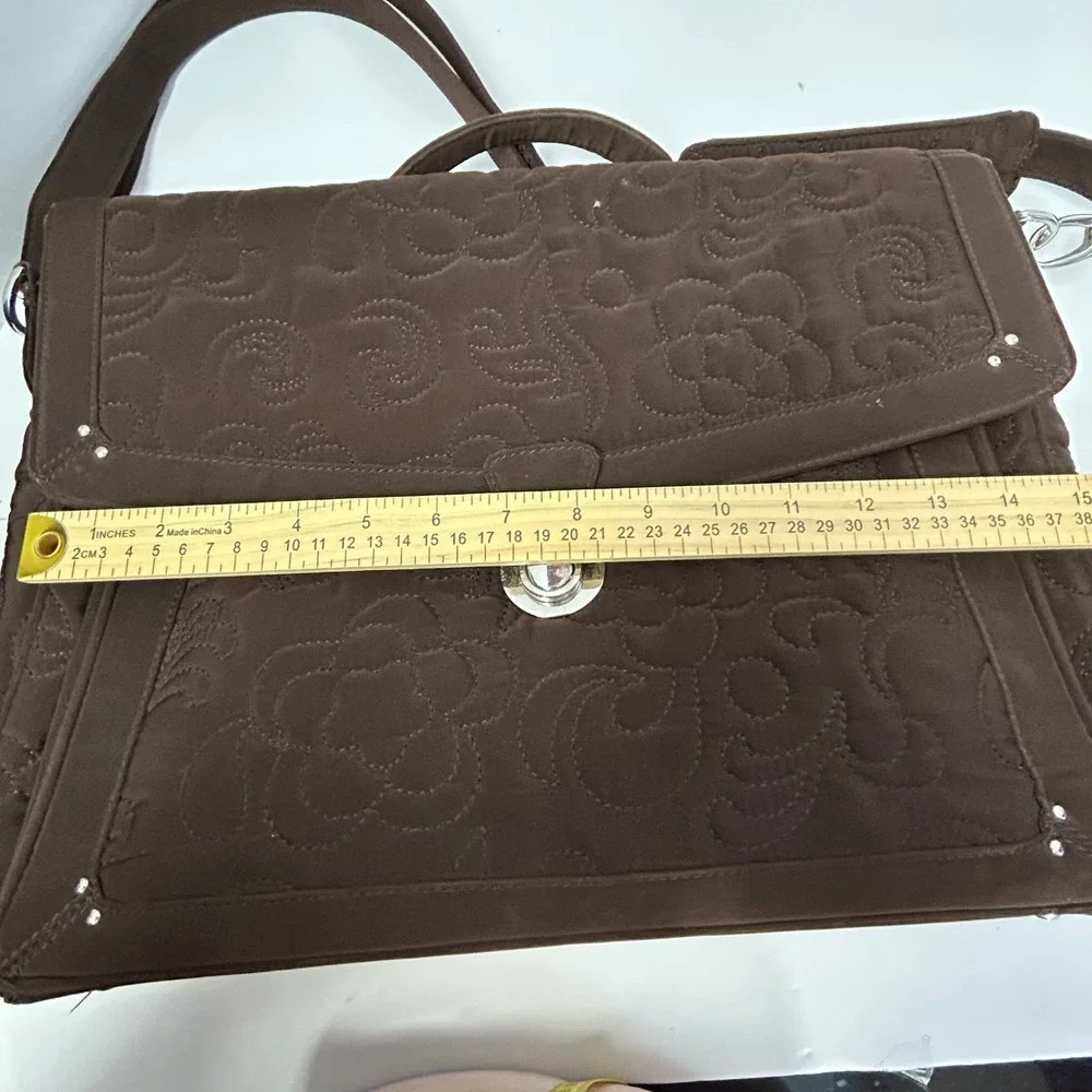 Vera Bradley Brown Quilted Briefcase‎ Messenger Laptop Bag Floral Lining